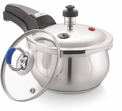 KOOK FAB Series OuterLid with Pressure Indicator TriPly Base GlassLid 1.5 L Outer Lid Induction Bottom Pressure Cooker