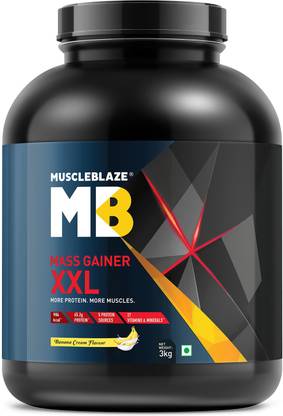 MUSCLEBLAZE Mass Gainer XXL (Banana, 3 Kg / 6.6 lbs) Weight Gainers/Mass Gainers