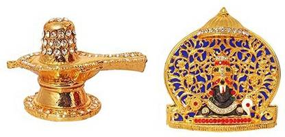 9facts Set of 2 Shiva Shivling Idol God Statue & Lord Venkateswara Decorative Showpiece  -  8 cm