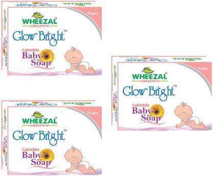 WHEEZAL GLOW BRIGHT CALENDULA BABY SOAP(PACK OF 3)