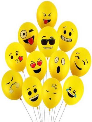 Villy Printed Printed Emoji Balloons Latex Yellow 50 pic Balloon