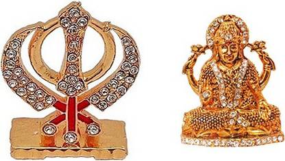 BEI Set of 2 Punjabi Khanda Idol Statue & Goddess lakshmi / Laxmi & Idol God Statue Gift Item Decorative Showpiece  Decorative Showpiece  -  5 cm