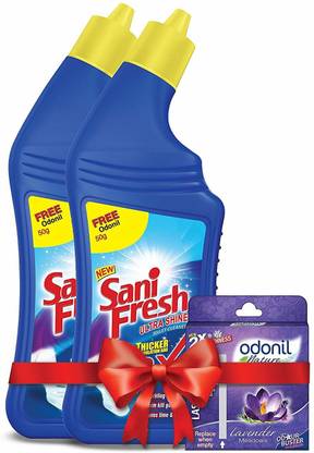 Sani Fresh 500 ml (Pack of 2) With Free Odonil Air Freshner 50 gm Liquid Toilet Cleaner