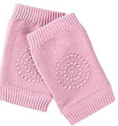 Birudmart Baby Cotton Anti-Slip Padded Stretchable Elastic Soft Breathable Comfortable Knee Cap Elbow Safety Protector (Multicolour) - Set of 1 Pairs Pink Baby Knee Pads