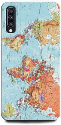 INDICRAFT Back Cover for Samsung Galaxy A70, World map, Printed