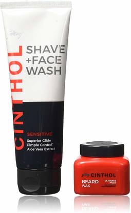 CINTHOL Sensitive Shave + Face Wash with Beard Wax Ultimate Hold