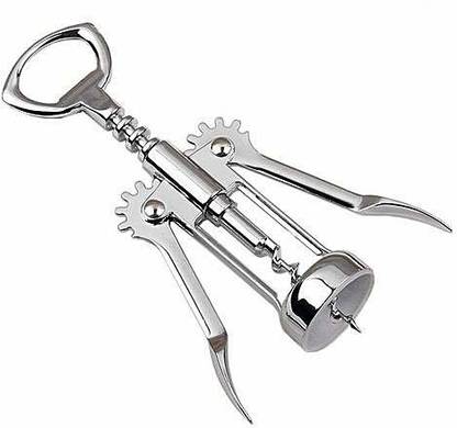 Zahuu 2 in 1 Wine Cork Screw Bottle Opener Silver Stainless Steel T-Type Corkscrew