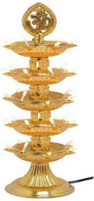 Blessing Shine 5 layer electric gold LED diya deepak light for diwali home temple decorative Plastic Table Diya