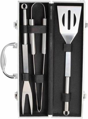 HUEX 3 Pcs Bbq Tool Kit Box, Stainless Steel BBQ Grill Set with Storage Case Box Kitchen Tool Set