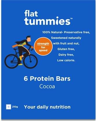 Flat Tummies Protein Bar with Cocoa, Pack of 6, 210g Protein Bars