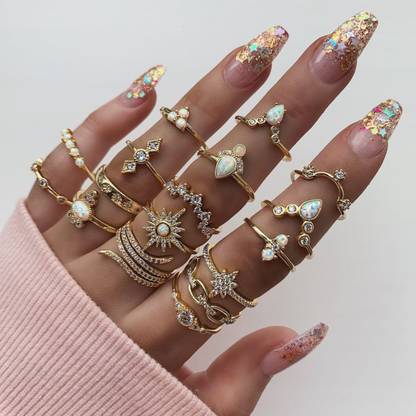 Jewels Galaxy Alloy Ring Set
