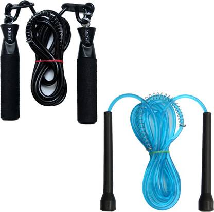 Resh Black Adjustable Ball Bearing + Blue स्किपिंग रोप