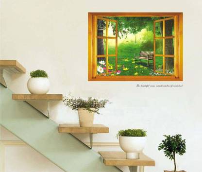Anns Enterprise 70 cm Window Scenery Home Decoration PVC Wall Sticker Self Adhesive Sticker