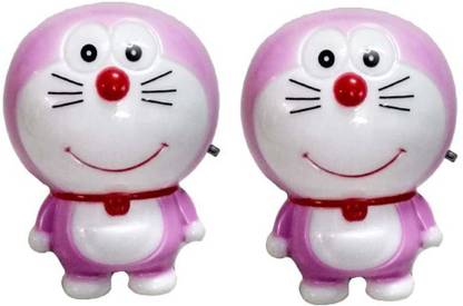 Mopi Pink Doraemon LED Night Light Plug-in Switch (Pack of 2) Night Lamp