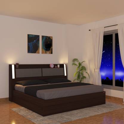 Okra Zen comfy LED light Engineered Wood King Hydraulic Bed