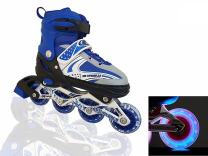 Assemble Adjustable Inline Skates with Front Light up Wheels Beginner In-line Skates - Size 38-42 UK