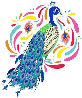 WALLDECORS 76.2 cm PEACOCK IMAGE STICKER Self Adhesive Sticker