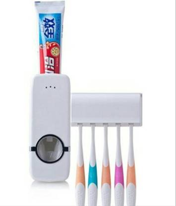 VVG TRADERS old Automatic Toothpaste Dispenser With 5 Toothbrush Holder Set Plastic Toothbrush Holder