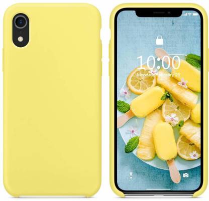 Midkart Back Cover for iPhone XR 6.1 Yellow Silicone Case with Anti Scratch Inner Micro-fabric