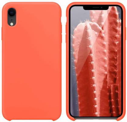 Midkart Back Cover for iPhone XR 6.1 Orange Silicone Case with Anti Scratch Inner Micro-fabric