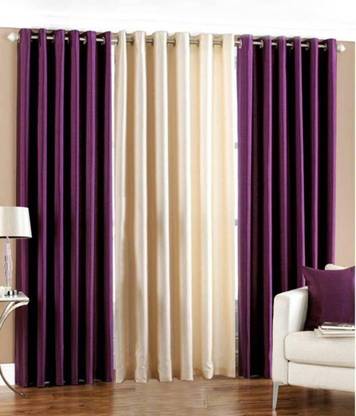 HHH FAB 151 cm (5 ft) Window Polyester Semi Transparent Curtain (Pack Of 3)