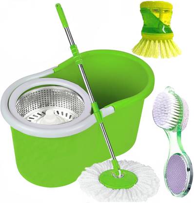 V-MOP Classic Magic Spin Bucket Mop- 360 Degree Self Spin Cleaning Wringing GSS40 Mop Set, Mop, Cleaning Wipe, Bucket, Dustbin, Mop