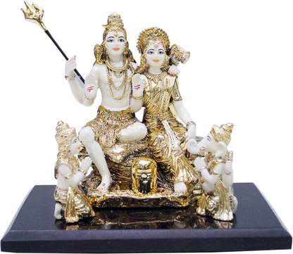 GoodEase Lord Shiv Parivar Idol Shiv Parvati God Shiva Family Statue Decorative Showpiece  -  23 cm