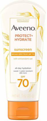Aveeno Sunscreen - SPF 50 Protect + Hydrate Lotion Sunscreen With Broad Spectrum Spf 70, Sun Protection, 3 Oz