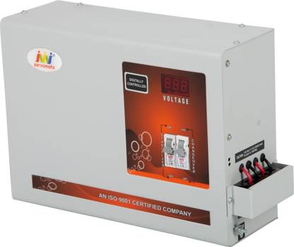 Servomate 3KVA (90v-300v) Mainline Automatic Voltage stabilizer, (100% Copper), Wall Mount Model, Color Ivory & Orange