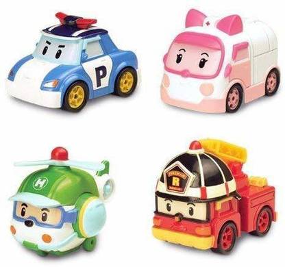 Robocar Poli Diecasting Set : Poli, Roy, Amber, Helly (Non-Transformer) By Silverlit