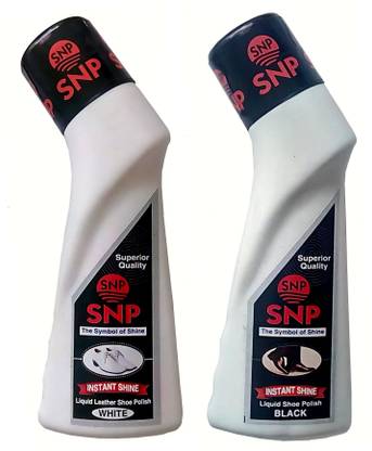 SNP Leather Shoe Polish White / Black (75 ml) Pack of 2 Leather, Synthetic Leather Shoe Liquid Polish