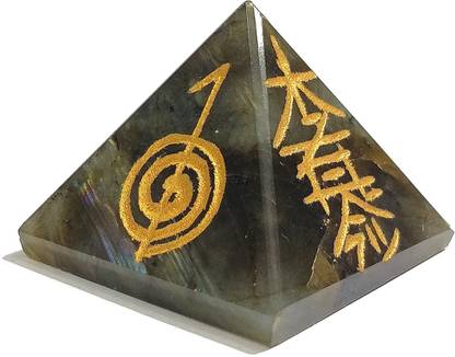 CRYSTU Labradorite Pyramid Reiki Healing Stone Pyramid Natural Crystal Pyramid Reiki Symbol Pyramid30 mm Approx For Vastu Correction And Increase Energy Decorative Showpiece  -  3 cm