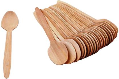 JAMBOREE Disposable Wooden Spoons Natural Wood Biodegradable Utensils Cutlery Eco-Friendly, Spoon for lunch ,dinner Functions,Parties,Wedding, Birthdays, Travel & All Multi purpose Disposable Wooden Spoon Disposable (100 pack) Disposable Wooden Wooden Spoon Set