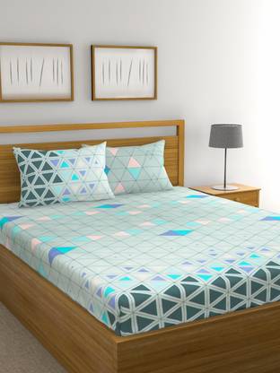 Raymond Home Cotton Double Flat 200 TC Geometric Bedsheet