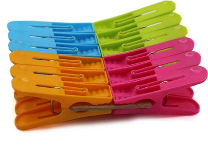 SKI Homeware Royal Cloth Drying Plastic Clip 1245 Set of 24 Pieces Plastic, Steel Cloth Clips