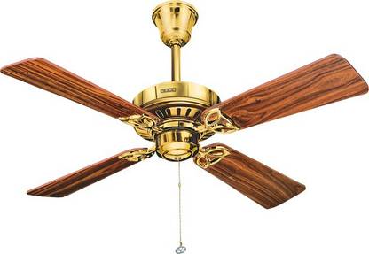 USHA HUNTER BAYPORT BRIGHT BRASS WITH WALNUT BLADE with 24 Months Warranty Silent Operation 1067 mm Ceiling Fan
