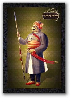 Poster N Frames Poster N Frames UV Textured Decorative Art Print of prithviraj chauhan with wooden synthetic frame Painting Size 14 x 20 inch Digital Reprint 20 inch x 14 inch Painting