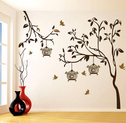 Day Decals 56 cm Abstract Birds Cage Self Adhesive Sticker