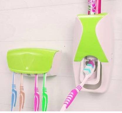 KRITAM toothpaste dispenser with 5 pic toothbrush holder Plastic Toothbrush Holder