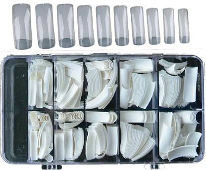 AuraSkin 100pcs Natural Color Square French Acrylic Europe Style False Nails white