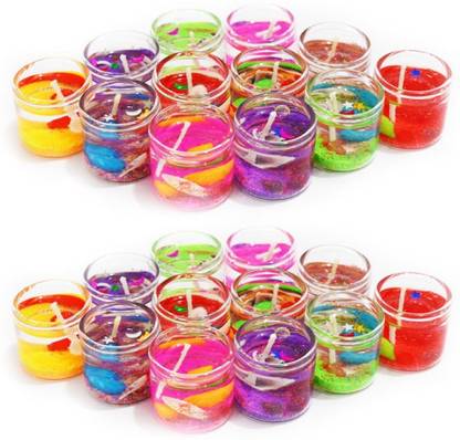 AuraDecor Gel Candles Set of 24 Multi Colour Candle