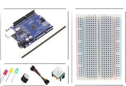 OLatus Arduino Uno R3 SMD With PIR HC-SR501 and Breadboard 400 Points Security Circuit and Motion Detector Electronic Hobby Kit