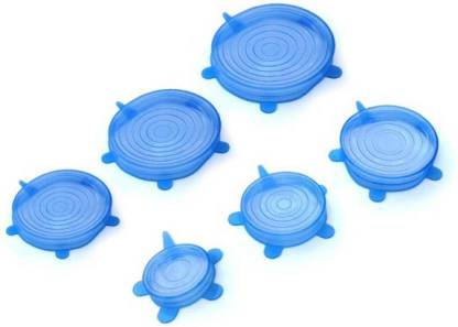 ZEK Kitchen Bowls 6 Pcs Reusable Silicone Stretch Lid Food Pan Bowl Fruits Covers Wrap Keep Food Fresh Bowl 20 inch Lid Set, Pack of 1