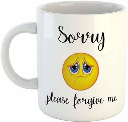 PFUMART Sorry Please Forgive Me Emoji printed ceramic coffee mug (320ml) Ceramic Coffee Mug