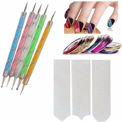 Xeekart 5 Pieces Nail Art Plastic Pen Set, 10 PC Stripping Roll Tape