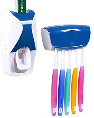 DIVINZ BEST QUALITY Automatic Toothpaste Dispenser +Toothbrush Holder Set Family Set Wall Mount Rack Bath Oral Plastic Toothbrush Holder