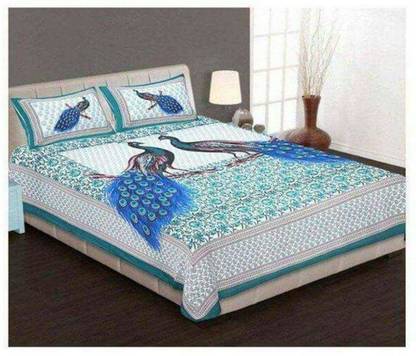shree sd creation 144 TC Cotton Double Printed Flat Bedsheet