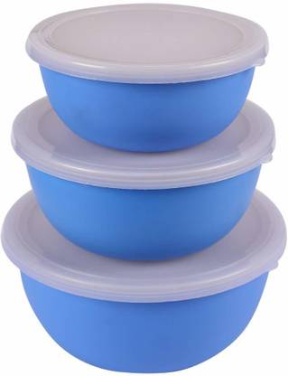 Daintree Stainless Steel Storage Bowl Microwave Safe Stainless Steel Euro Bowl Set 3 with Lid Lunch Box Containers Food Storage Bowls for Kitchen Dining (Blue)
