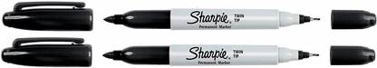 Sharpie Twin Tip Permanent Markers, Fine & Ultra Fine, Black, 2 Count