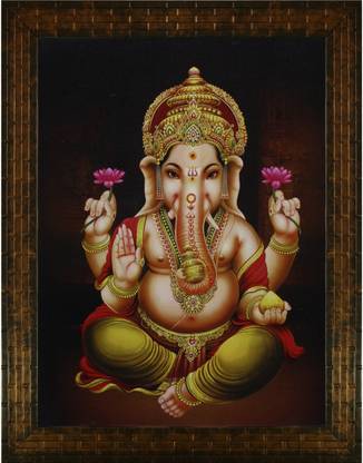 Indianara LORD GANESH Paintings (1990) WITHOUT GLASS Digital Reprint 13 inch x 10.2 inch Painting